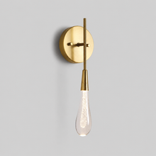 Soltaire Bubble Glass Raindrop Wall Lighting in Brass, 15", Main Light On