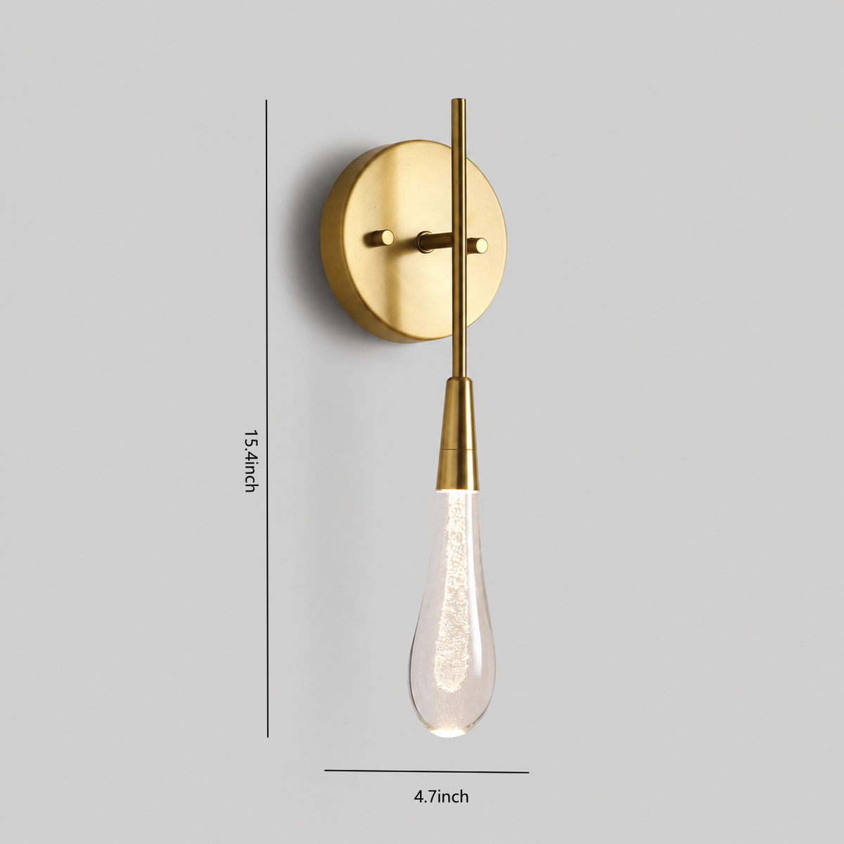 Soltaire Bubble Glass Raindrop Wall Lighting in Brass, 15"