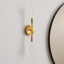Soltaire Bubble Glass Raindrop Wall Lighting in Brass, 24", Main Light Off