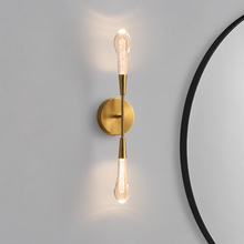 Soltaire Bubble Glass Raindrop Wall Lighting in Brass, 24", Main Light On