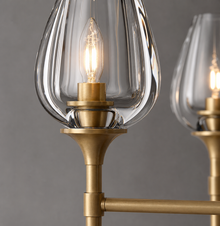 Tulipa Linear Crystal Chandelier in Brass, 52", Body Detail