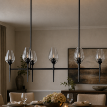 Tulipa Linear Crystal Chandelier in Bronze, 52", Main Light Off