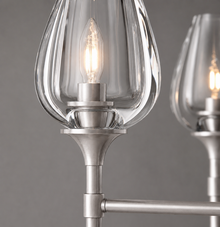 Tulipa Linear Crystal Chandelier in Nickel, 52", Body Detail