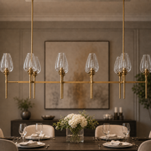Tulipa Linear Crystal Chandelier in Brass, 65", Main Light Off