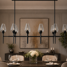 Tulipa Linear Crystal Chandelier in Bronze, 65", Main Light Off
