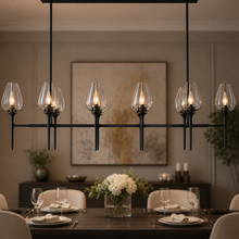 Tulipa Linear Crystal Chandelier in Bronze, 65", Main Light On