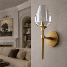 Tulipa Linear Crystal Wall Lighting in Brass, 16", Main Light Off
