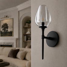 Tulipa Linear Crystal Wall Lighting in Bronze, 16", Main Light Off