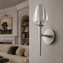 Tulipa Linear Crystal Wall Lighting in Nickel, 16", Main Light Off