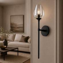 Tulipa Linear Crystal Wall Lighting in Bronze, 24", Main Light On