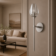 Tulipa Linear Crystal Wall Lighting in Nickel, 24", Main Light Off