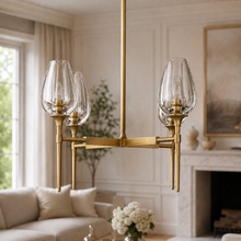 Tulipa Round Crystal Chandelier in Brass, 27", Main Light Off