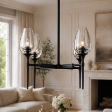 Tulipa Round Crystal Chandelier in Bronze, 27", Main Light On