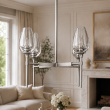 Tulipa Round Crystal Chandelier in Nickel, 27", Main Light Off
