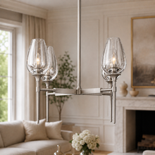 Tulipa Round Crystal Chandelier in Nickel, 27", Main Light On