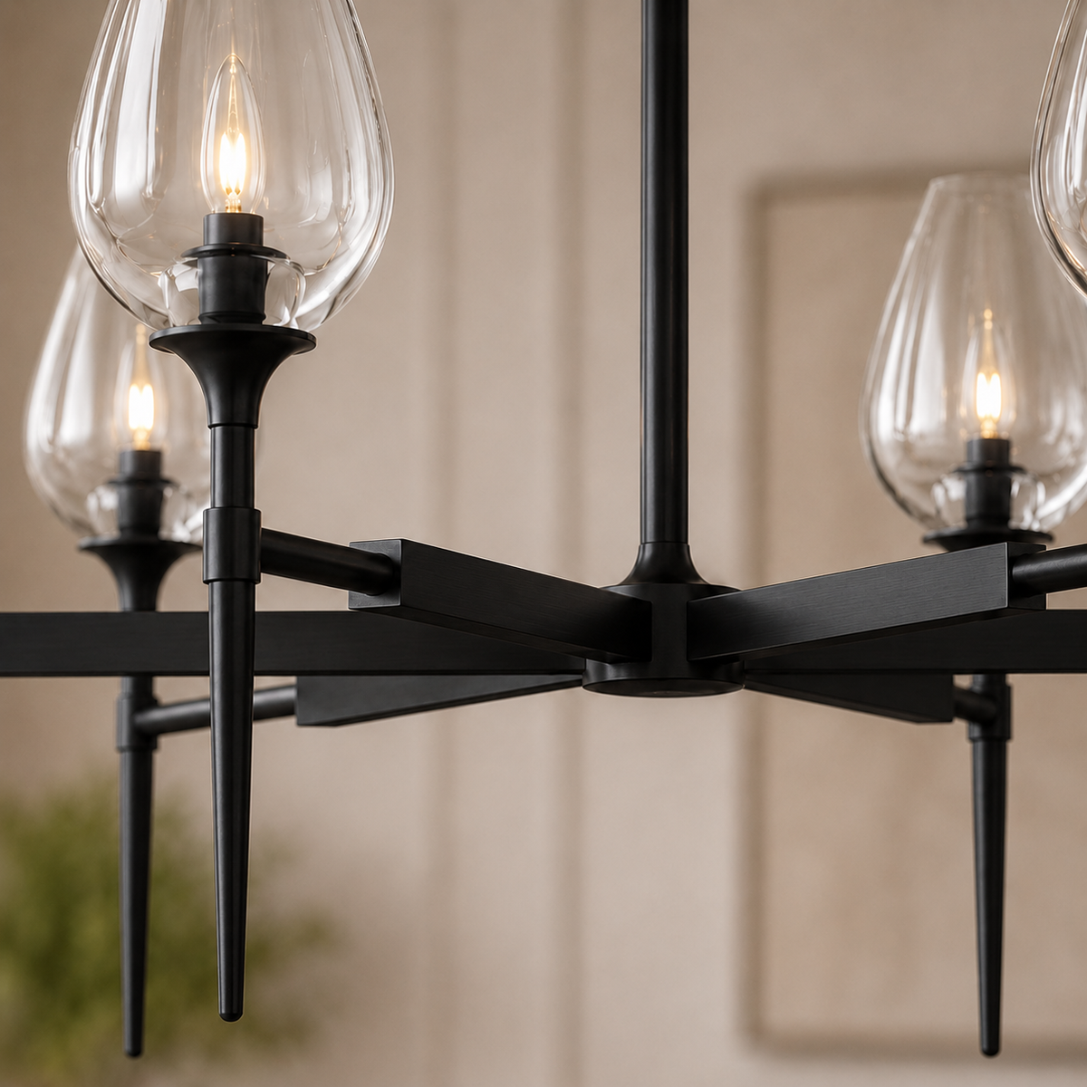 Tulipa Round Crystal Chandelier in Bronze, 42", Body Detail
