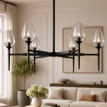Tulipa Round Crystal Chandelier in Bronze, 42", Main Light On