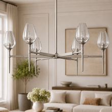 Tulipa Round Crystal Chandelier in Nickel, 42", Main Light Off