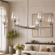 Tulipa Round Crystal Chandelier in Nickel, 42", Main Light On