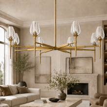 Tulipa Round Crystal Chandelier in Brass, 54", Main Light Off
