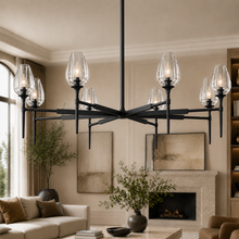 Tulipa Round Crystal Chandelier in Bronze, 54", Main Light On