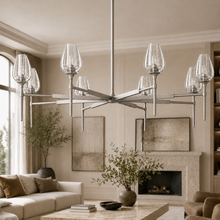 Tulipa Round Crystal Chandelier in Nickel, 54", Main Light Off