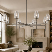 Tulipa Round Crystal Chandelier in Nickel, 54", Main Light On